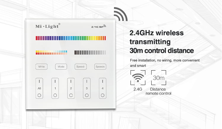 MI-LIGHT AFSTANDSBEDIENING 4 GROEPEN RGB+CCT