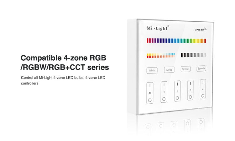 MI-LIGHT AFSTANDSBEDIENING 4 GROEPEN RGB+CCT