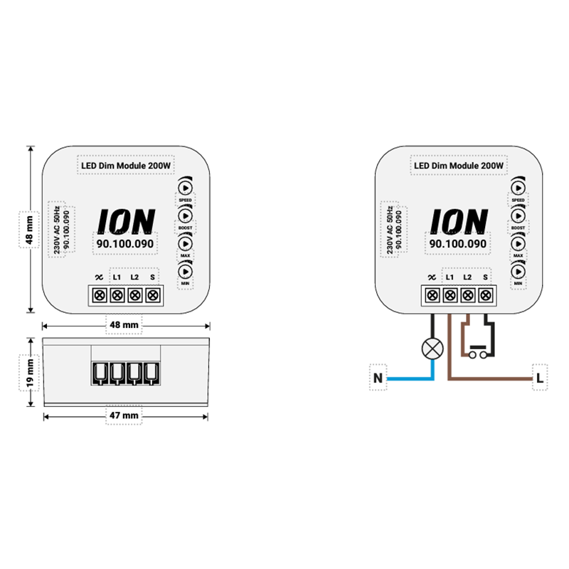 TOUCH TRIAC LED DIMMER LED Dim Module  0.3-200 Watt ION INDUSTRIES