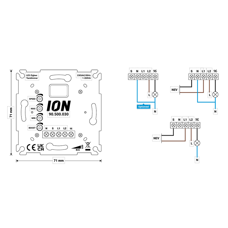 LED ZIGBEE TASTDIMMER  0.3-200 WATT  ION INDUSTRIES  90.500.030