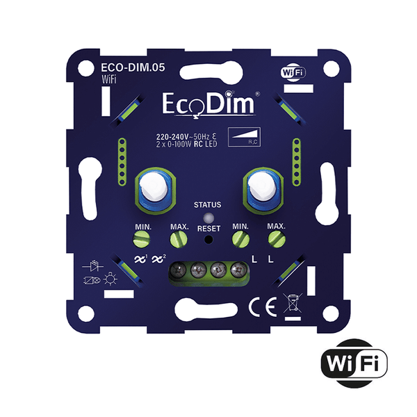 WIFI LED DIMMER DUO  2×0-100W  FASE AFNSIJDING (RC) ECO-DIM.05-WIFI