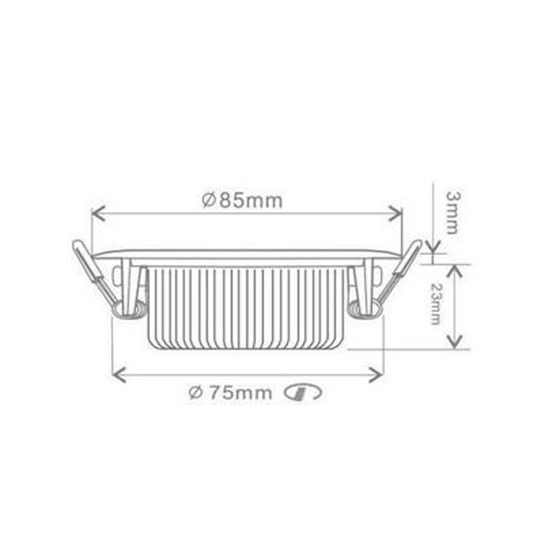 ECODIM ED-10023 LED INBOUWSPOT KLEINE INBOUWDIEPTE IP54 AFMETING NAAR WARM ROND ZWART 75MM.