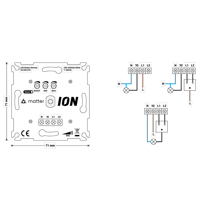 MATTER TRIAC LED DIMMER  0.3-200 Watt  ION INDUSTRIES