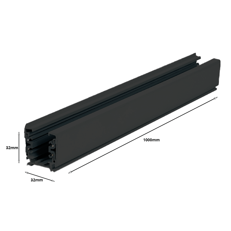 PROLEDPARTNERS® 3-Fase Rail 100CM Zwart - Hoogwaardige Kwaliteit