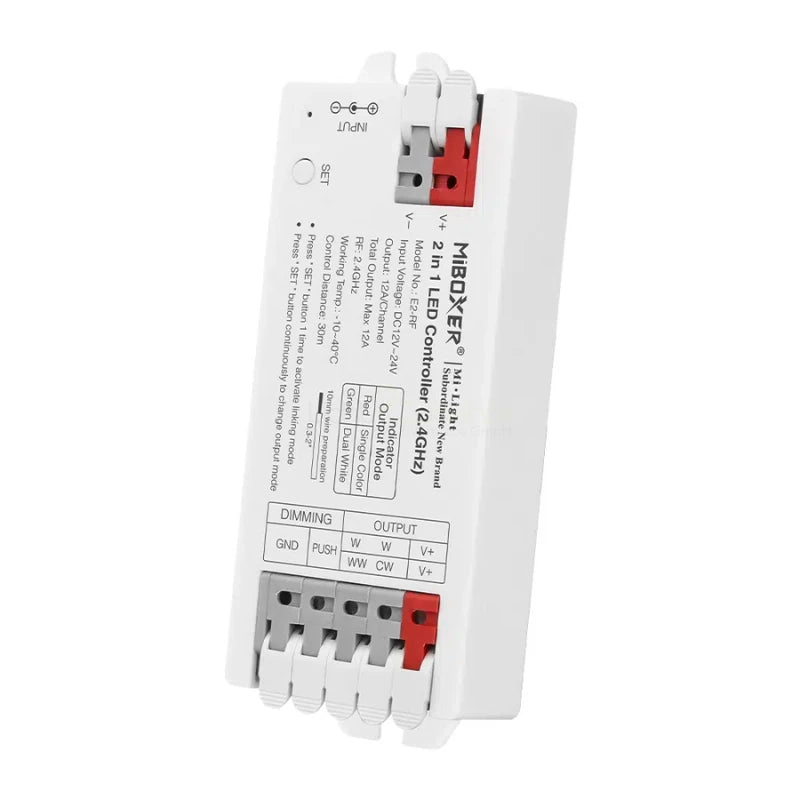 MiBoxer LED controller 2,4GHz 2 in1 enkele kleur dubbel wit 12 24V-bediening E2-RF