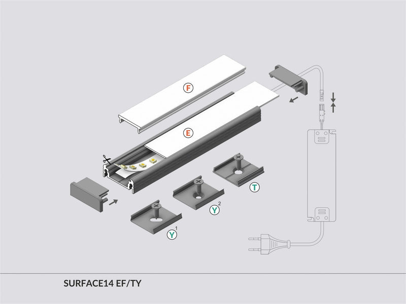 PROFIEL SURFACE 14MM 2MT