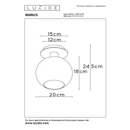 Lucide plafondlamp Marius zwart Ø20cm E27 €55.00 incl. btw