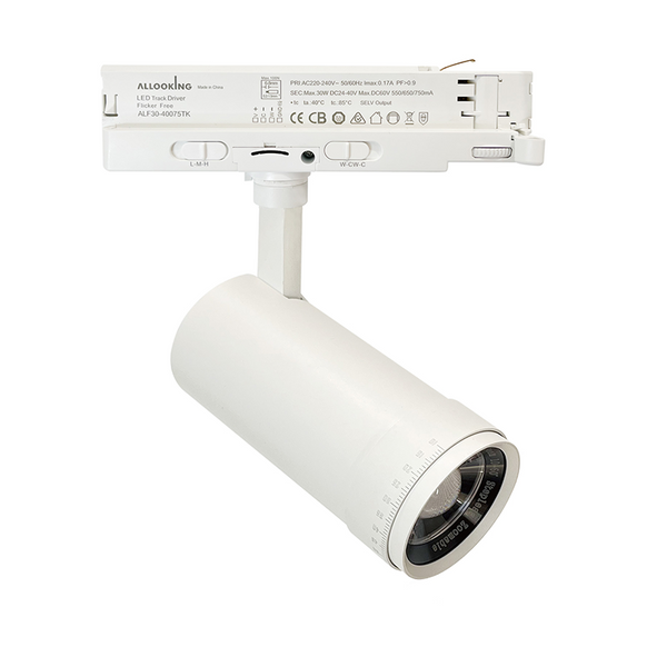 Verstelbare 3-Fase Railspot 20/25/30 Watt  WATT SWITCH  CCT-SWITCH  WIT 2700K, 3000K, 4000K Proledpartners®