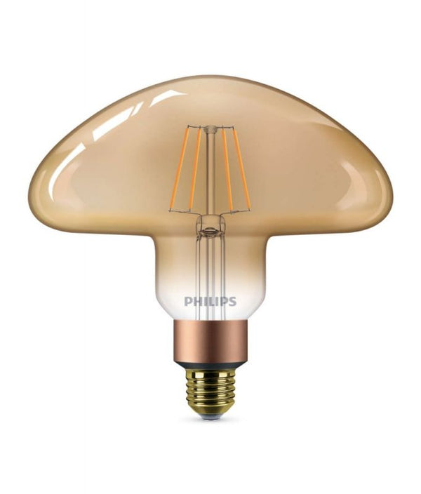 Philips Classic LED E27 Mushroom 200mm Filament Goud 5.5W 470lm - 818 Zeer Warm Wit | Dimbaar - Vervangt 40W