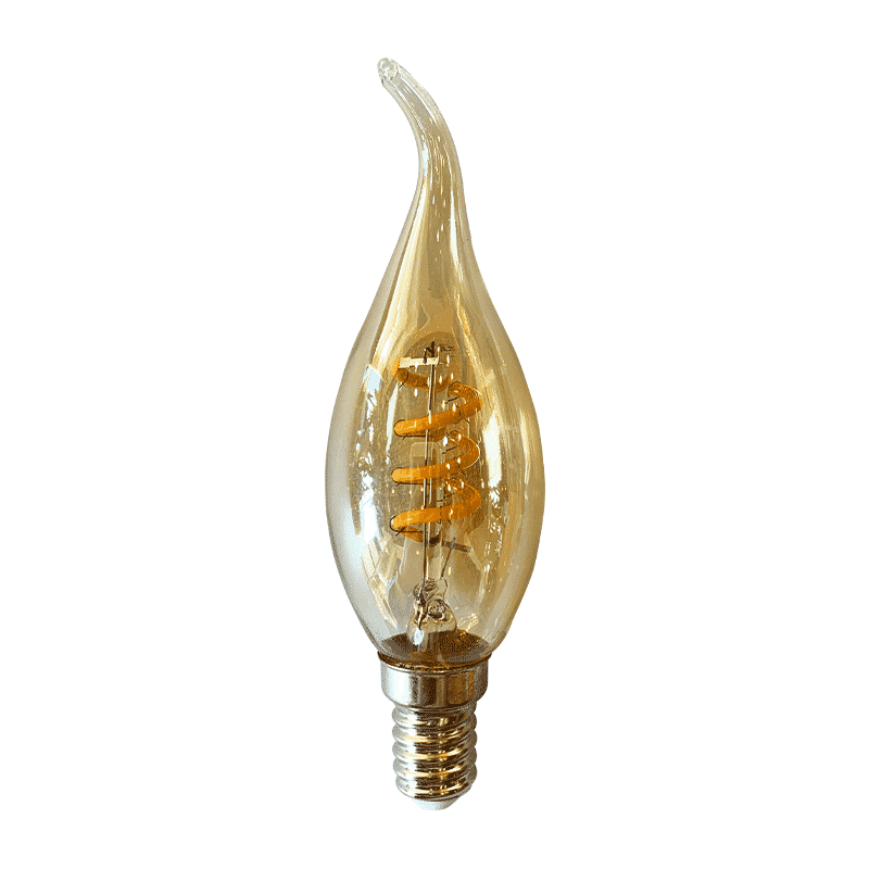 LED Filament E14 Kaarslamp met Amberkleurig Glas - Dimbaar, 1,6W, 2400K  incl. btw